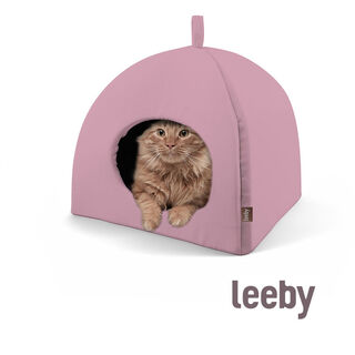 Leeby Igloo antiderrapante rosa para gatos